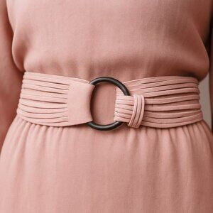 Sisley Suede Fringe Wrap Belt Women’s Adjustable Tan Leather O-Ring Boho Belt 39